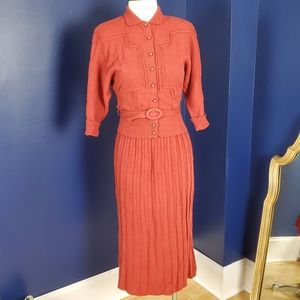 Vintage 1950s Lofties knit wool 2-piece set, Small